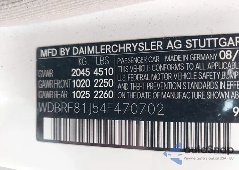 2004 Mercedes-Benz C 240 4Matic z USA, uszkodzony, nr VIN WDBRF81J54F470702